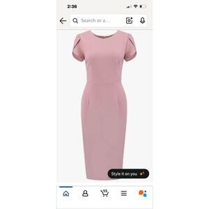Women's Pink Sheath Dress Knee Length Square Neck Half Sleeve Solid